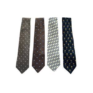 (4) Ermenegildo Zegna 100% Silk Necktie Tie Blue Floral Made in Italy Designer